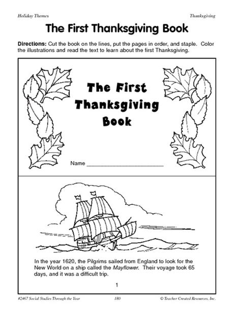 thanksgiving book printables    grade lesson planet