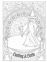 Coloring Pages Book Spells Books Spell Shadows Adults Printable Fantasy Adult Sheets Witch Magic Colouring sketch template