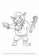 Clash Goblin Clans Draw King Drawing Step sketch template