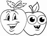Apples Cartoon Two Funny Coloring sketch template