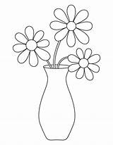 Vase Coloring Flower Flowers Pages Kids sketch template