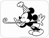 Mickey Mouse Coloring Birthday Pages Disneyclips Blowing Horn Party Dlf Pt sketch template
