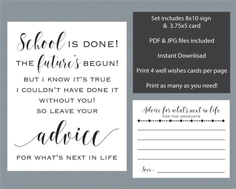 graduation advice cards  printable printable templates