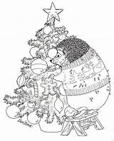 Tree Coloring Christmas Pages Jan Brett Hedgie Colouring Trims Janbrett Color Book Print Books Printable Adult Hedgehog Adults Joyous Father sketch template