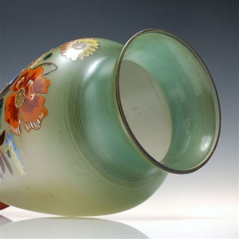 large pair  enamelled  century glass vases  home decor exhibit antiques