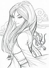 Coloriage Artgerm Mulan Princesse Imprimer Blanc Adulte Fille Tvhland Cheveux Personnage Croquis sketch template