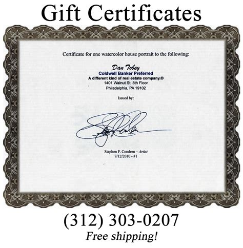 gift certificates  realtor closing gifts  presents  clients