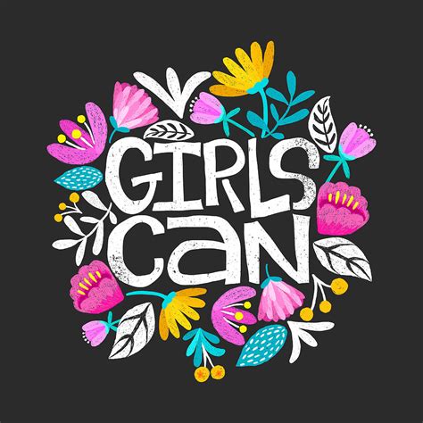 girls can handdrawn illustration feminism quote made in vector woman
