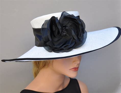 Elegant Kentucky Derby Hat Wedding Hat Womens Black And White Hat