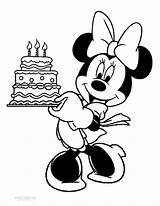 Minnie Mouse Coloring Pages Disney Birthday Happy Cake Baby sketch template