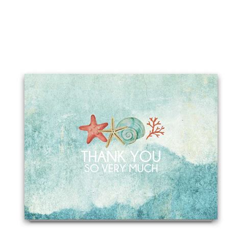 5 Beach Themed Thank You Cards Paper Stationery