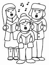 Caroling Kids Coloring Christmas Pages Print sketch template