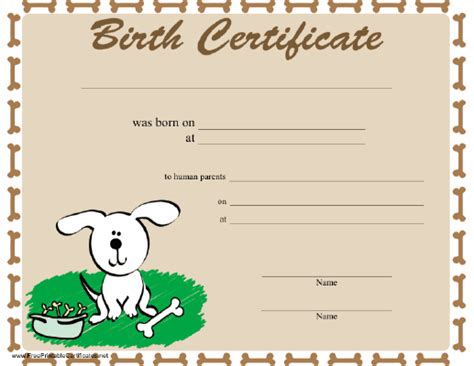 dog birth certificate printable certificate dog birth birth