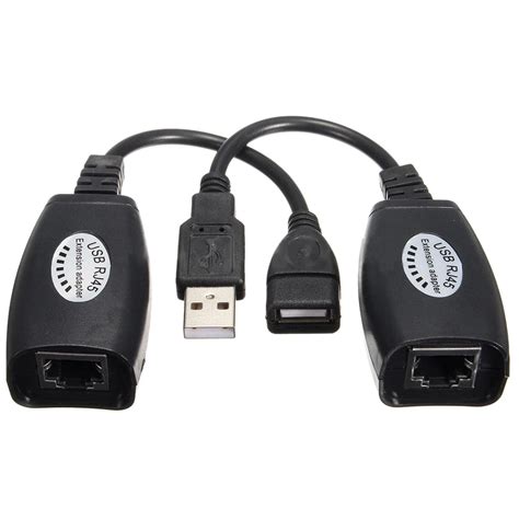 usb extension ethernet rj cate cable lan adapter extender  repeater set  computer