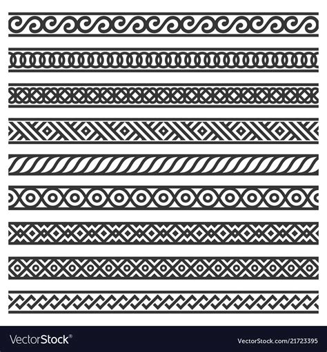 border decoration seamless patterns set  white vector image