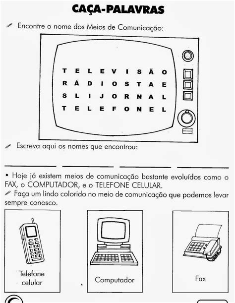 Meios De Comunicação Atividades Meios De Comunicação Atividades