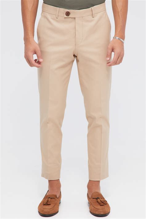 classic beige cotton trousers  slim fit aristoteli bitsiani