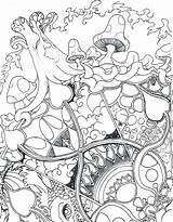 Coloring Pages Printable Trippy Mushroom Adult Deviantart Line Mushrooms Grown Colouring Book Sun Color Shroom Drug Books Drawing Drawings Sheets sketch template