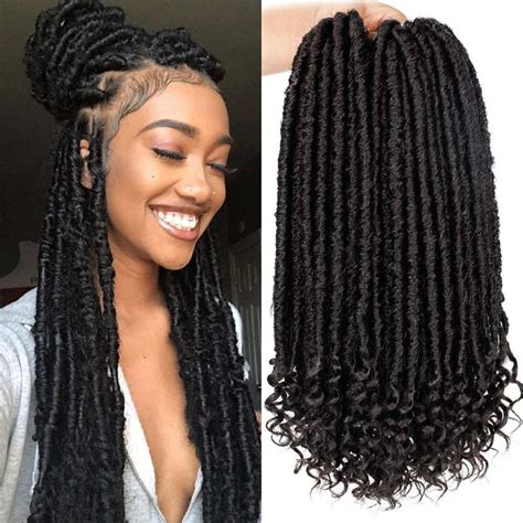 Straight Goddess Faux Locs With Curly Ends Ombre Braiding Locs