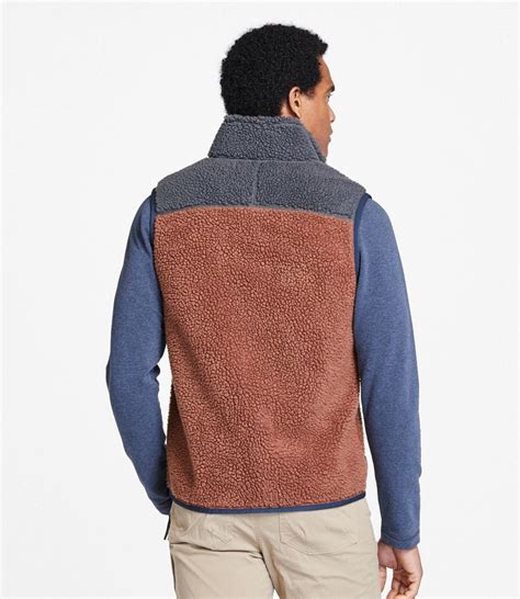 mens mountain pile fleece vest colorblock vests  llbean