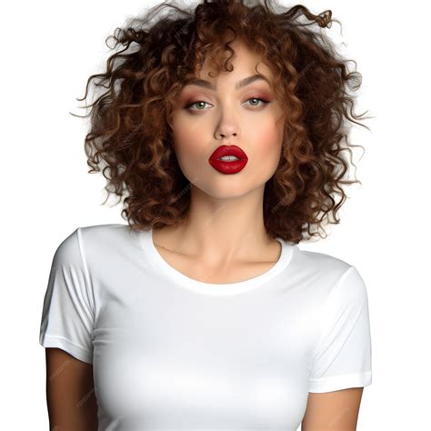 Premium Photo A Woman With Curly Hair And Red Lipstick