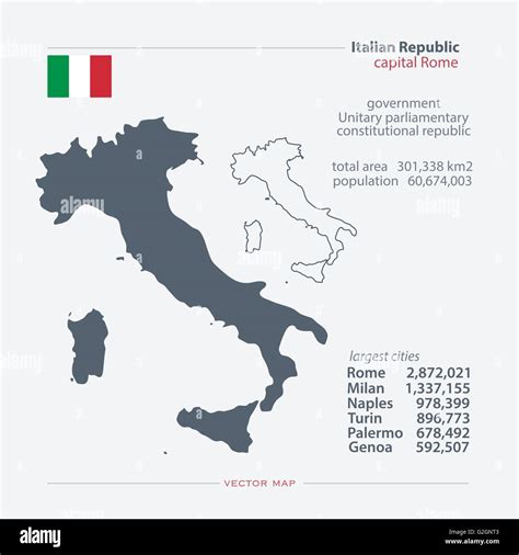 italian republic isolated maps  official flag icon vector italy political map icons