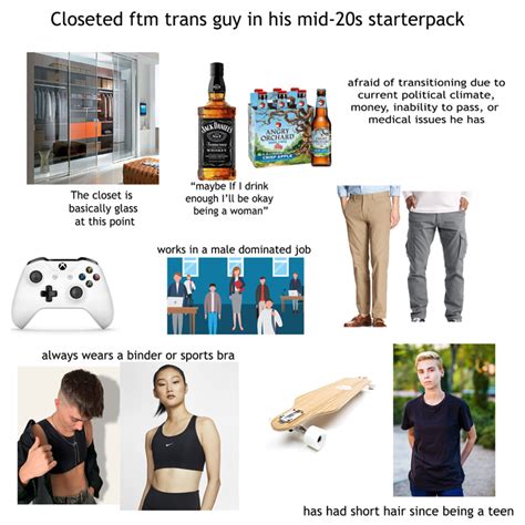 closeted ftm trans guy in his mid 20s starterpack r starterpacks