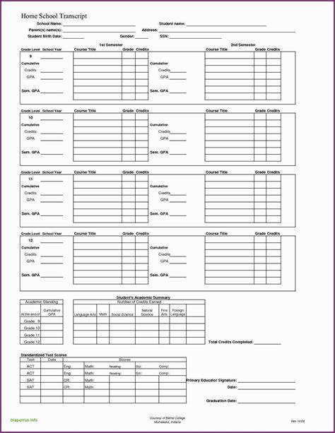 Free Printable Homeschool Report Card Template Cards