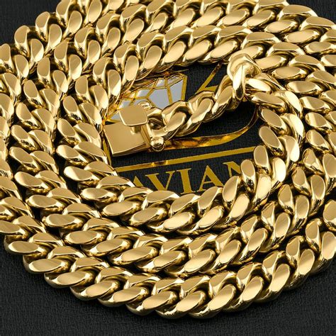 yellow solid gold miami cuban link chain  mmk solid gold cuban