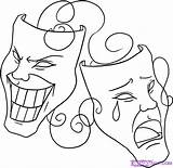 Drama Mask Drawing Easy Masks Coloring Draw Cry Step Later Now Drawings Laugh Smile Pages Face Tattoo Symbols Sketches Jason sketch template