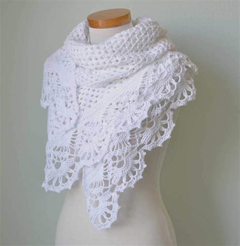 white lace shawl  crochet royal trim