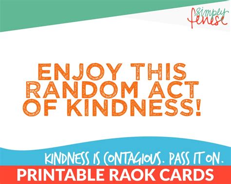 printable random act  kindness cards raok diy printable etsy