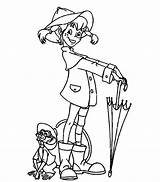Pippi Coloring Longstocking Langstrumpf Ausmalbild Kunterbunt Villa Monkey Malvorlagen Rainy sketch template