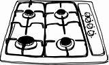 Stove Coloring Cooktop Openclipart sketch template