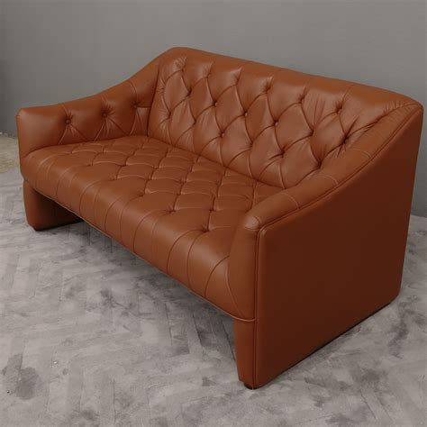 Leder Couch Designer Couch 2 Sitzer Italy Leather Farbe Cognac