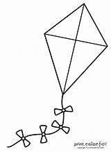 Kite Big Coloring Kites Print Color Pages Kids Flying Template Printcolorfun Drawing Printable Craft Fly Shape Preschool Worksheets Fun Toy sketch template