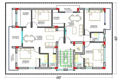 ft apartment  bhk house layout plan cad drawing dwg file cadbull house layout plans