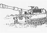 Coloring Pages Army Tanks Military Howitzer War Veterans M109 Guns Wars Ii Sheets 3d sketch template