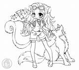 Coloring Pages Chibi Girl Wolf Anime Girls Color Skunk Yampuff Chibis Dog Deviantart Bat Drawing Lineart Commission Printable Stuff Colouring sketch template