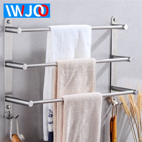 stainless steel towel bar bathroom towel holder three layer towel rack