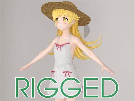 T Pose Rigged Model Of Shinobu Anime Girl Rigged