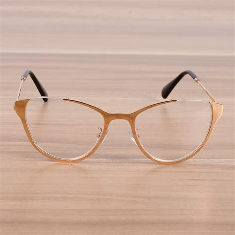 New Fashion Cat Eye Women Metal Glasses Frame Clear Lens Personality