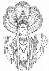 Vishnu Colouring Hindu Hinduism Designlooter Vedic sketch template