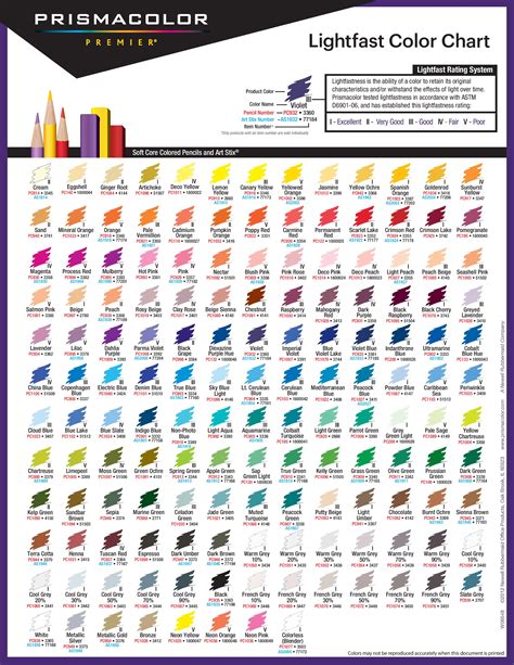 printable color chart  prismacolor pencils  printable templates