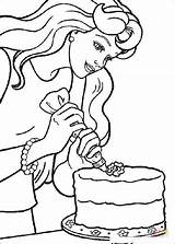 Coloring Pages Barbie Cake Printable Decorating sketch template