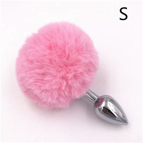 3 Size Anal Plug Pink Rabbit Tail Stainless Steel Butt Plugs Anus