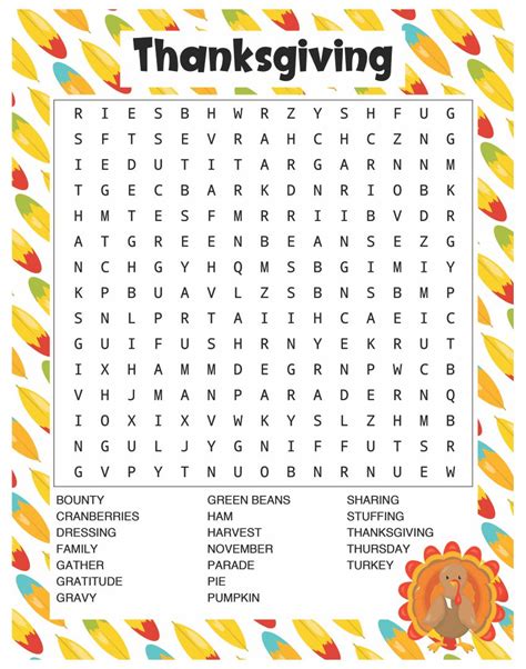 printable thanksgiving word search  word search printable