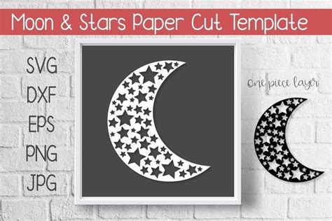 moon stars paper template cut design svg