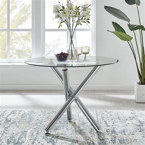 selina chrome  glass dining table   milan dining chairs