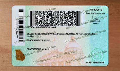 fake georgia drivers license   blank psd